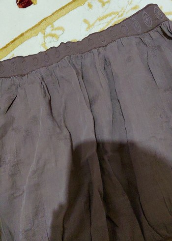 Bej Renkli Keten Mini Etek - Görsel 2