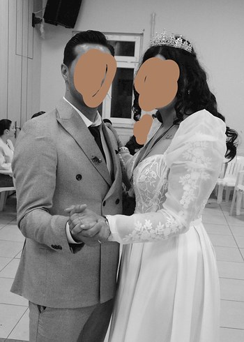 Uzun Kollu Beyaz Prenses Gelinlik - Görsel 7