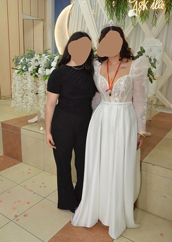 Uzun Kollu Beyaz Prenses Gelinlik - Görsel 8