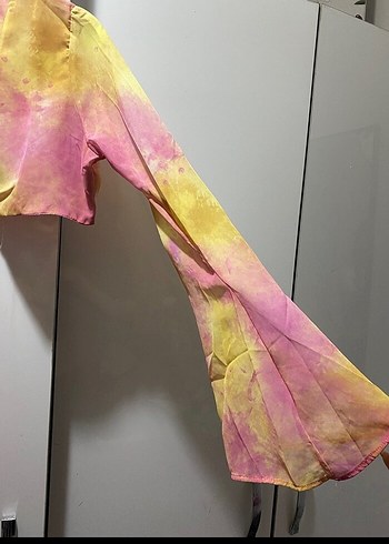 k Çok Renkli Batik Desenli Bolero - Görsel 5