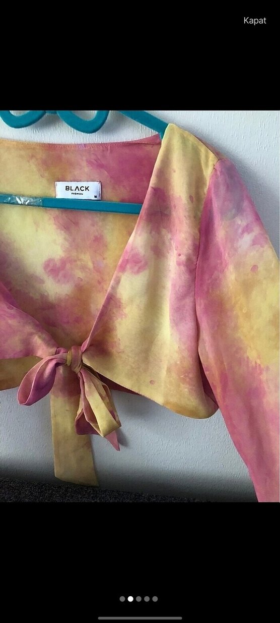 k Çok Renkli Batik Desenli Bolero - Görsel 2