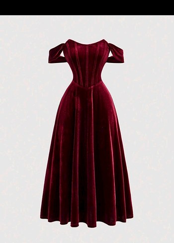 Bordo Vintage Uzun Elbise