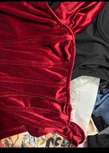 Bordo Vintage Uzun Elbise - Görsel 4