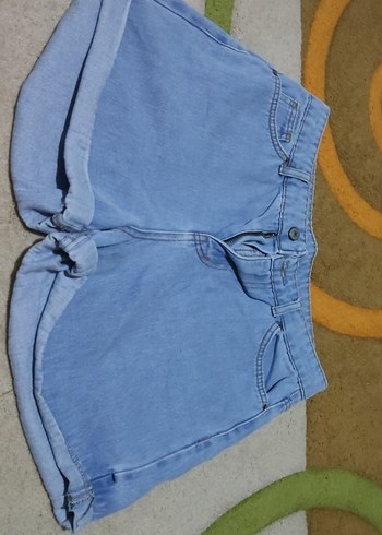 Kadın Mavi Denim Mini Şort Bol Kesim - Görsel 2