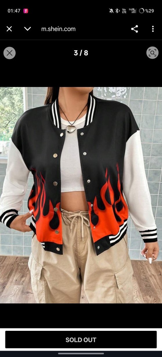 Siyah Baskılı Uzun Kollu Bomber Ceket - Görsel 3