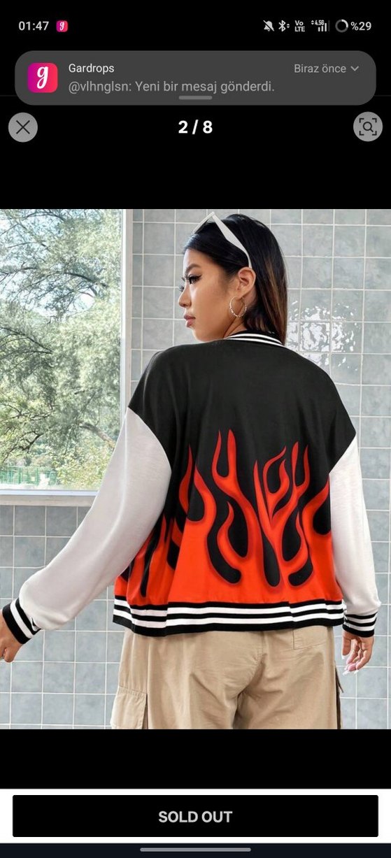 Siyah Baskılı Uzun Kollu Bomber Ceket - Görsel 2