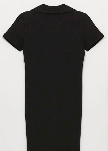 Siyah V Yaka Mini Kısa Kollu Elbise - Görsel 5