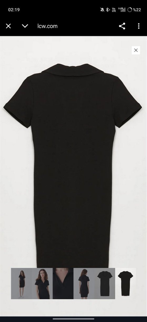 Siyah V Yaka Mini Kısa Kollu Elbise - Görsel 5