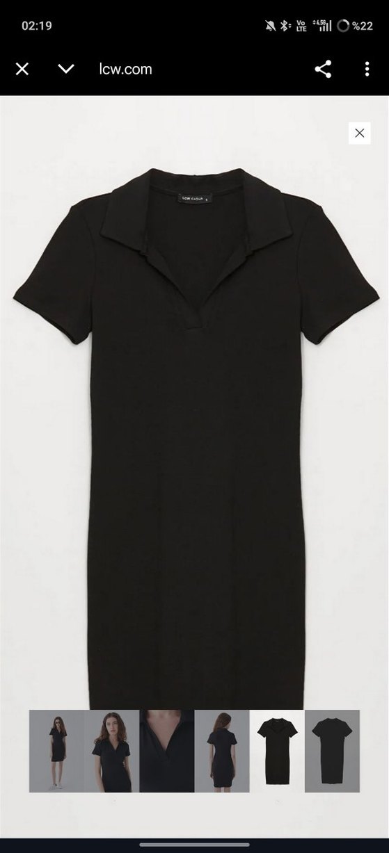 Siyah V Yaka Mini Kısa Kollu Elbise - Görsel 4