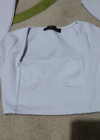 Uzun Kollu Beyaz Mini Bluz - Görsel 4