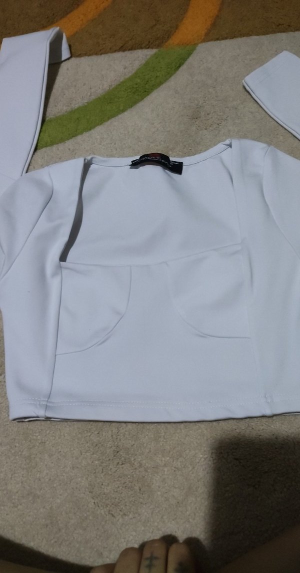 Uzun Kollu Beyaz Mini Bluz - Görsel 4