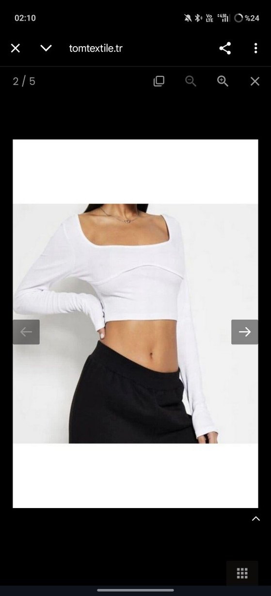 Uzun Kollu Beyaz Mini Bluz - Görsel 2