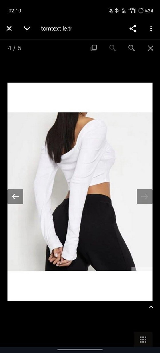 Uzun Kollu Beyaz Mini Bluz - Görsel 3