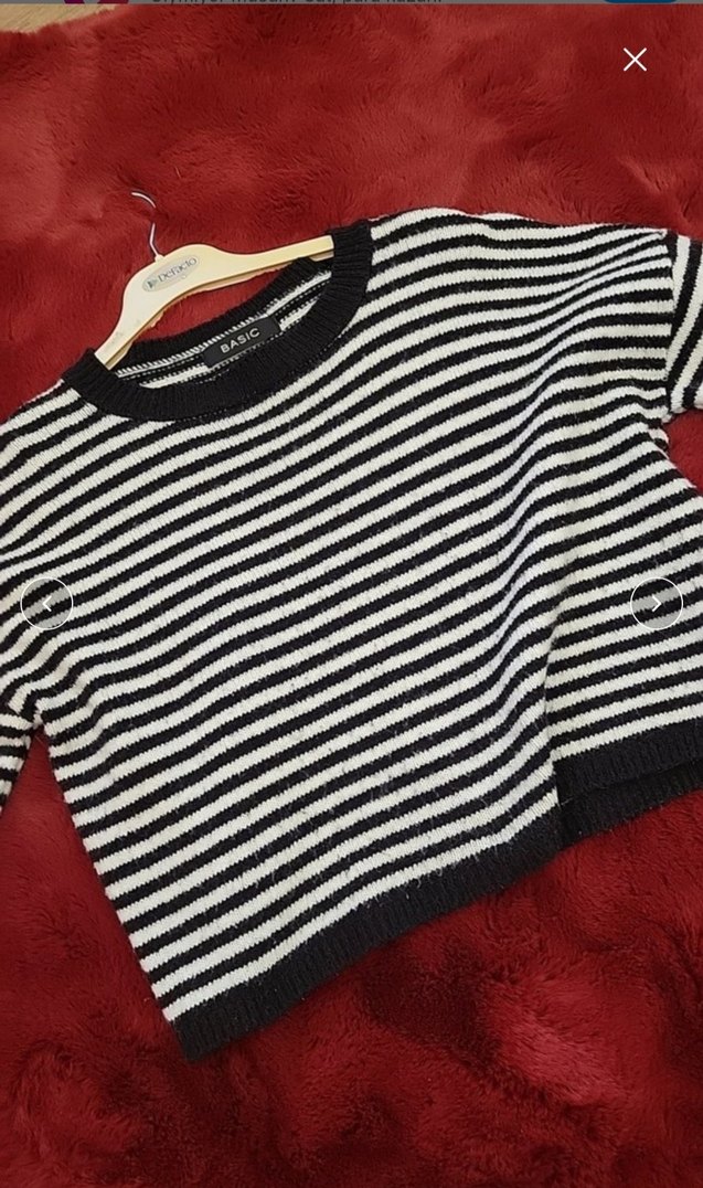 Siyah Beyaz Çizgili Örgü Kadın Kazak - Görsel 3