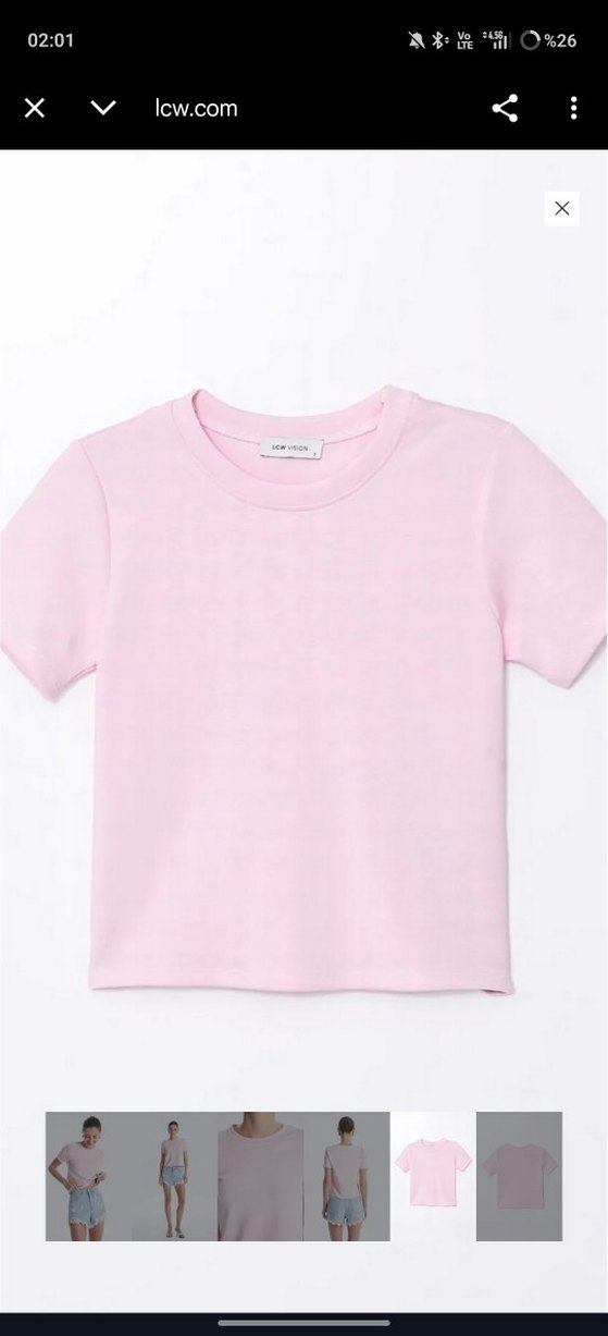 Pembe Mini Denim Tişört - Görsel 2