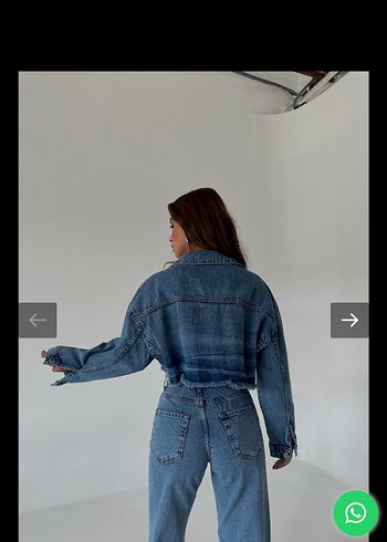 Düğmeli Kısa Bol Kesim Kadın Kot Ceket - Görsel 3