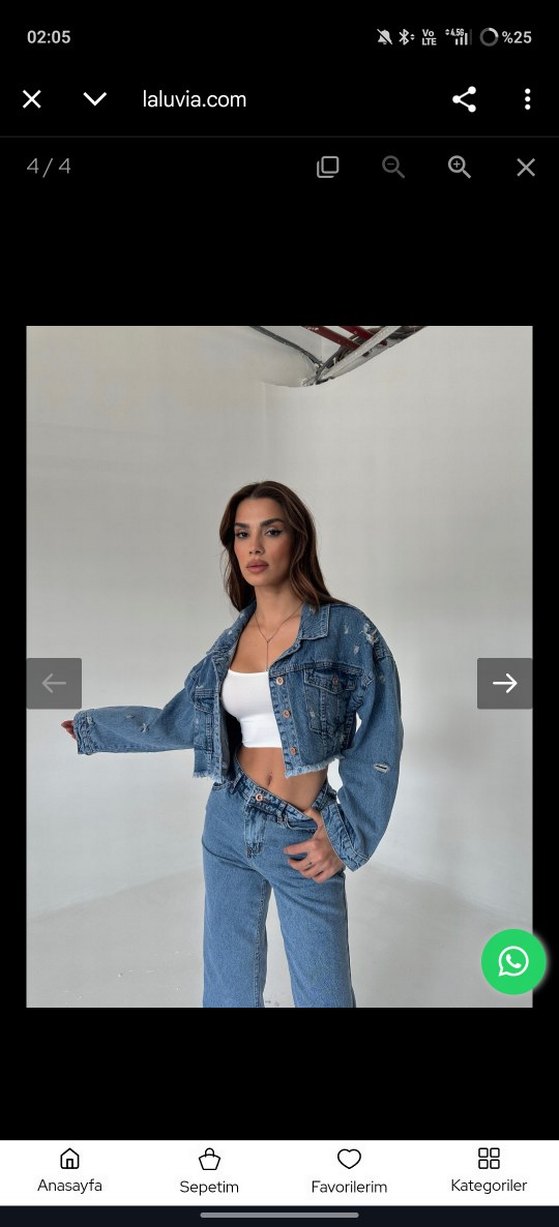 Düğmeli Kısa Bol Kesim Kadın Kot Ceket - Görsel 2