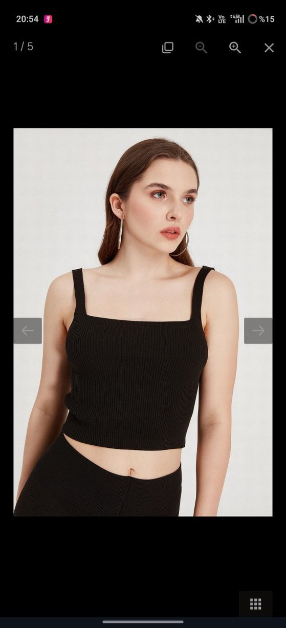 Kadın Siyah İnce Askılı Fit Atlet - Görsel 2