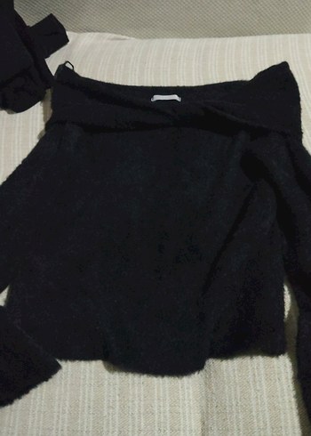 Siyah Madonna Yaka Uzun Kollu Kadın Bluz - Görsel 6