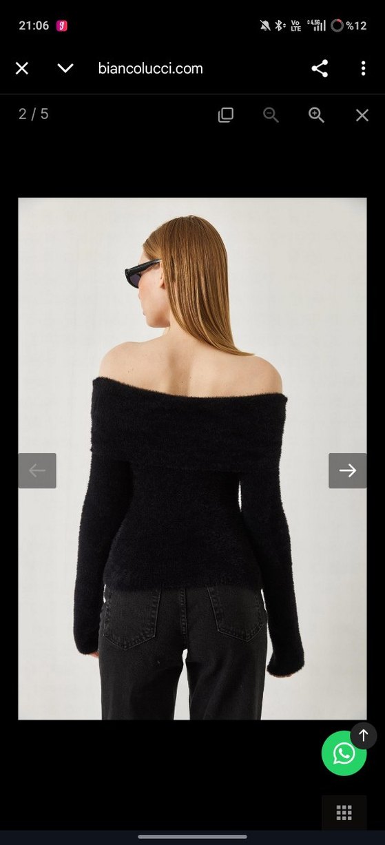 Siyah Madonna Yaka Uzun Kollu Kadın Bluz - Görsel 2