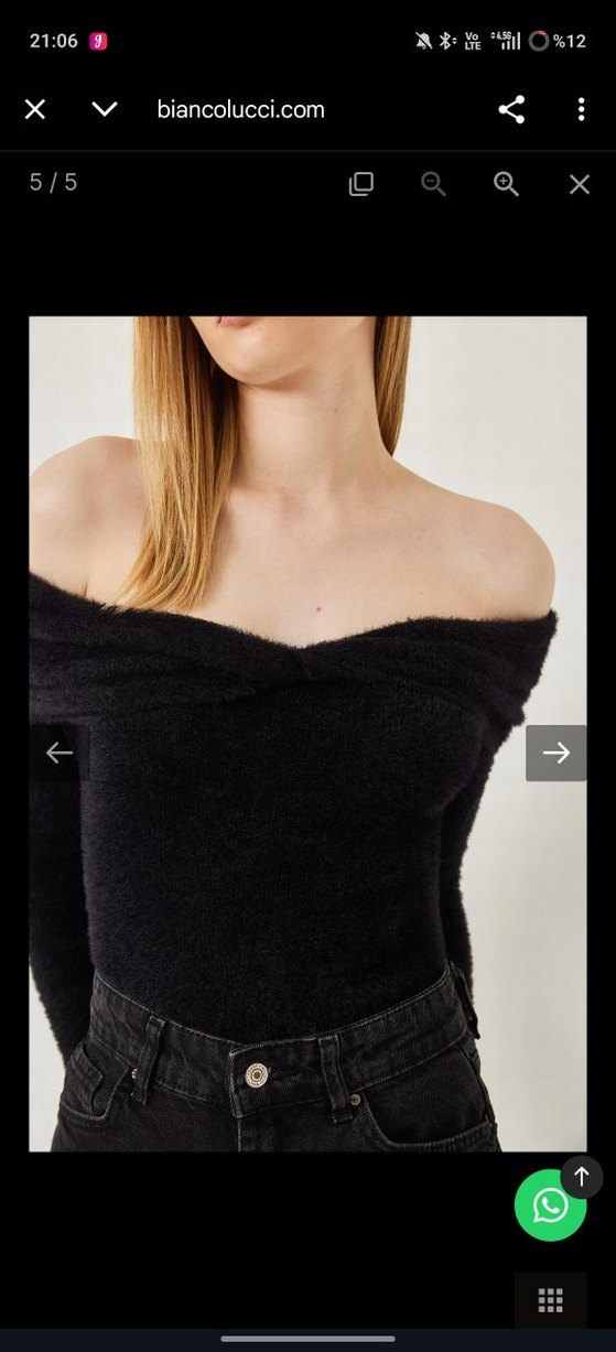 Siyah Madonna Yaka Uzun Kollu Kadın Bluz - Görsel 5