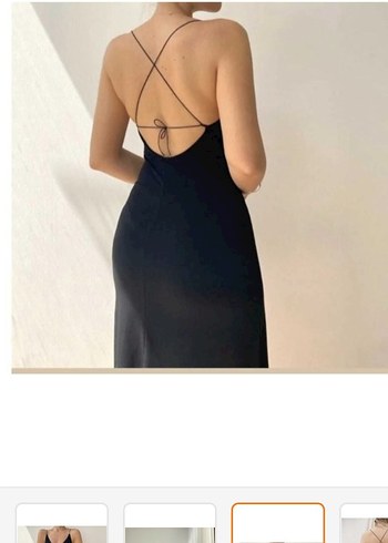 Siyah V Yaka Drapeli Uzun Elbise - Görsel 3