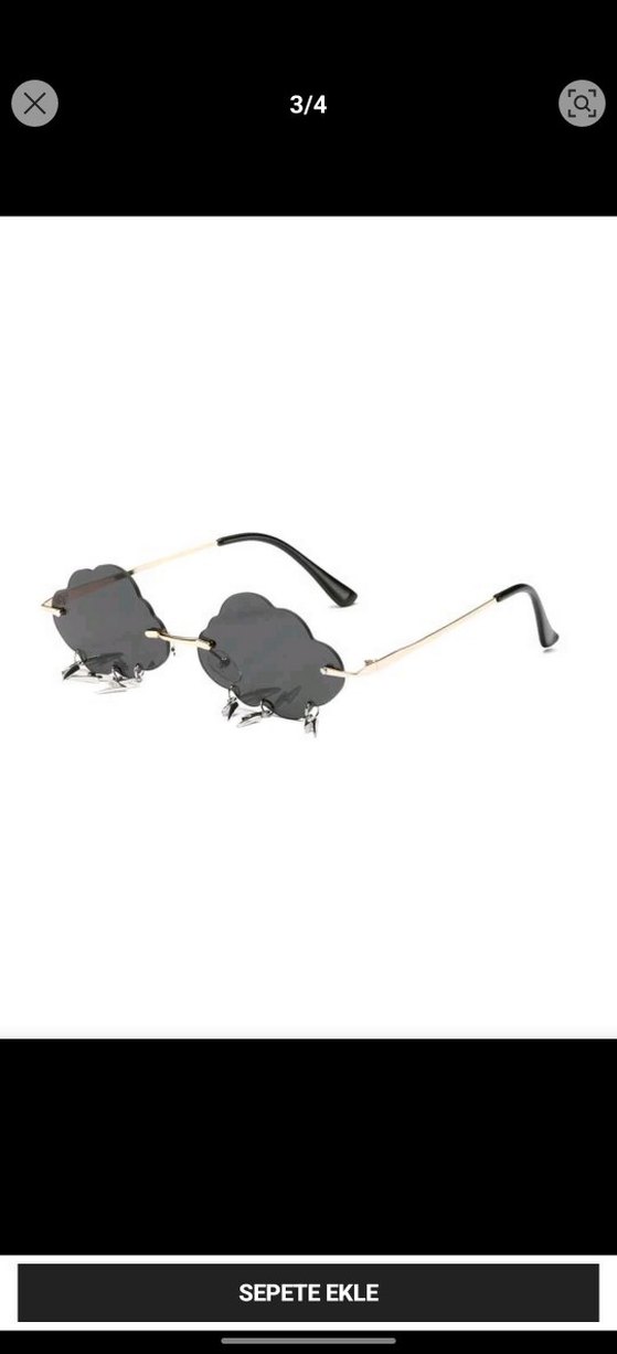 Boncuk Detaylı Siyah Bulut Güneş Gözlüğü - Görsel 2