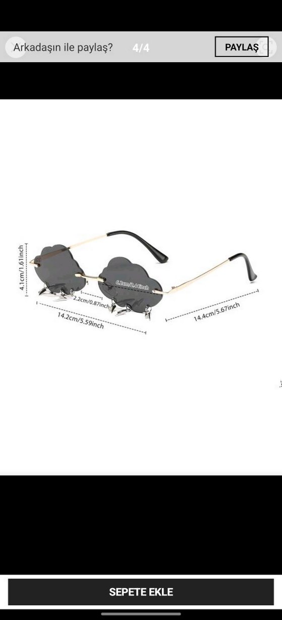 Boncuk Detaylı Siyah Bulut Güneş Gözlüğü - Görsel 3