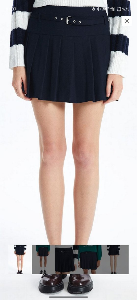 Kemer Detaylı Çizgili Kadın Triko - Görsel 3