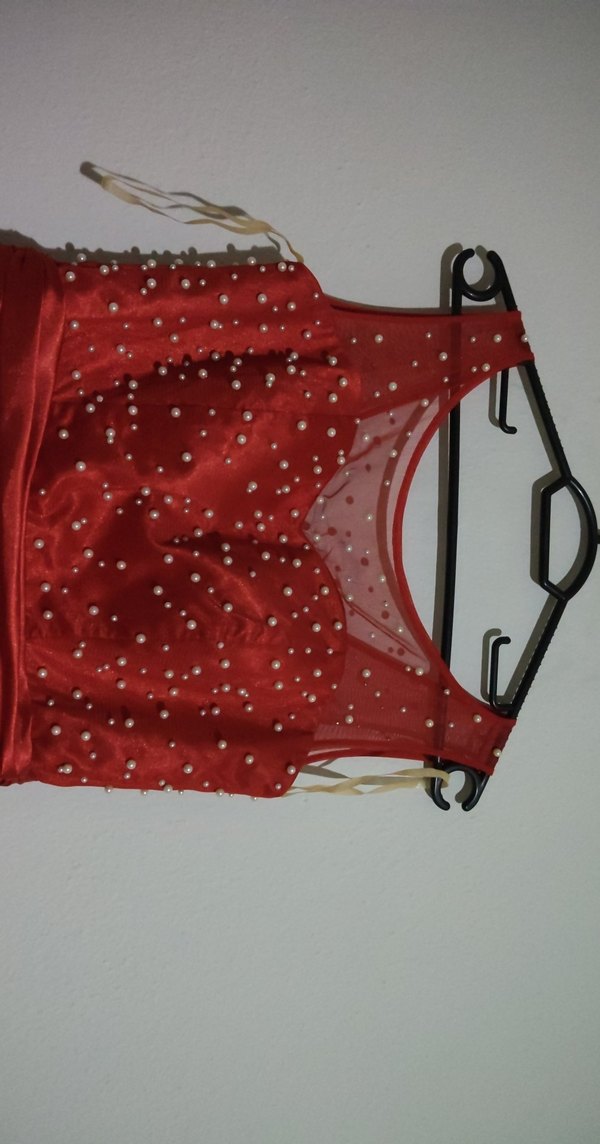 Kırmızı Midi Parlak Abiye Elbise - Görsel 2