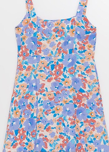 Pastel Renkli Düğmeli Midi Elbise - Görsel 7