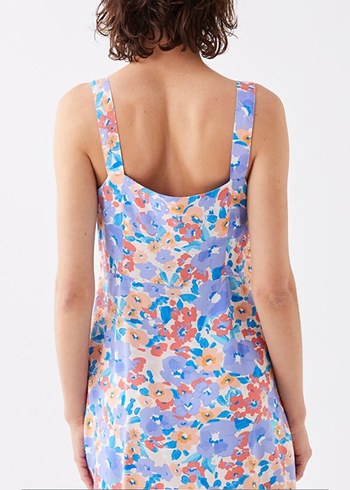 Pastel Renkli Düğmeli Midi Elbise - Görsel 5