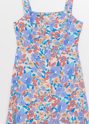 Pastel Renkli Düğmeli Midi Elbise - Görsel 6