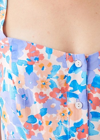 Pastel Renkli Düğmeli Midi Elbise - Görsel 4