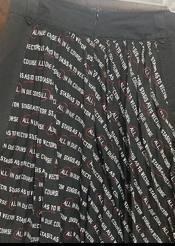 Kadın Siyah Baskılı Pilili Uzun Etek - Görsel 3