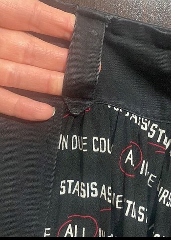 Kadın Siyah Baskılı Pilili Uzun Etek - Görsel 6