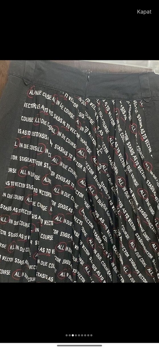 Kadın Siyah Baskılı Pilili Uzun Etek - Görsel 3