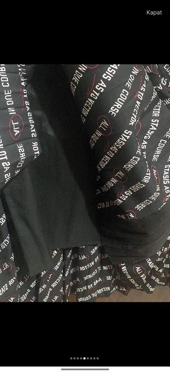 Kadın Siyah Baskılı Pilili Uzun Etek - Görsel 4