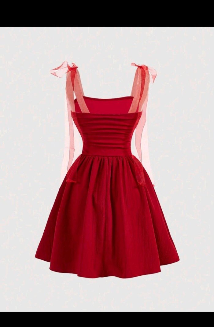 Kırmızı Fırfırlı Mini Elbise - Görsel 2