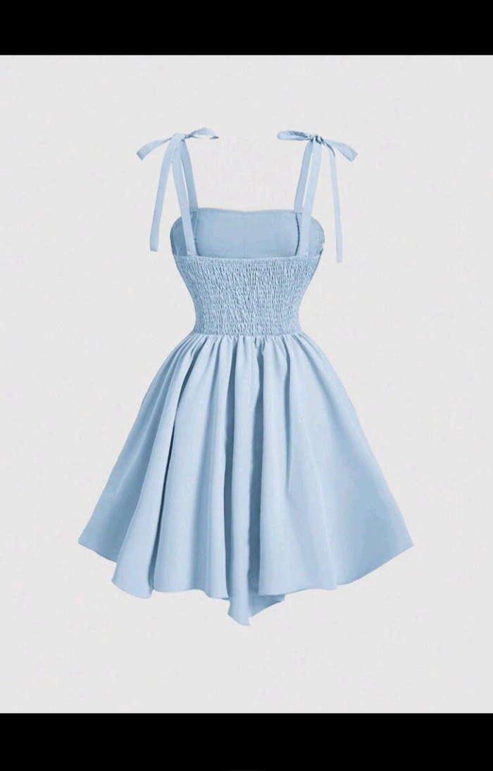 Mavi Pilili Straplez Mini Elbise - Görsel 2
