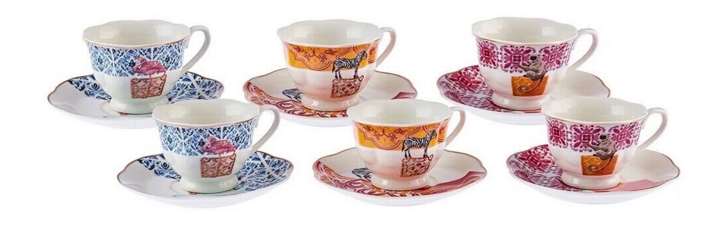 Pastel Renkli Çok Desenli Porselen Fincan Seti - Görsel 3