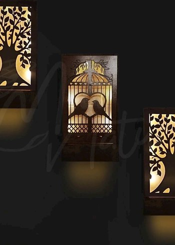 Bej Renkli Dekoratif Kuşlu tablo ledli - Görsel 2