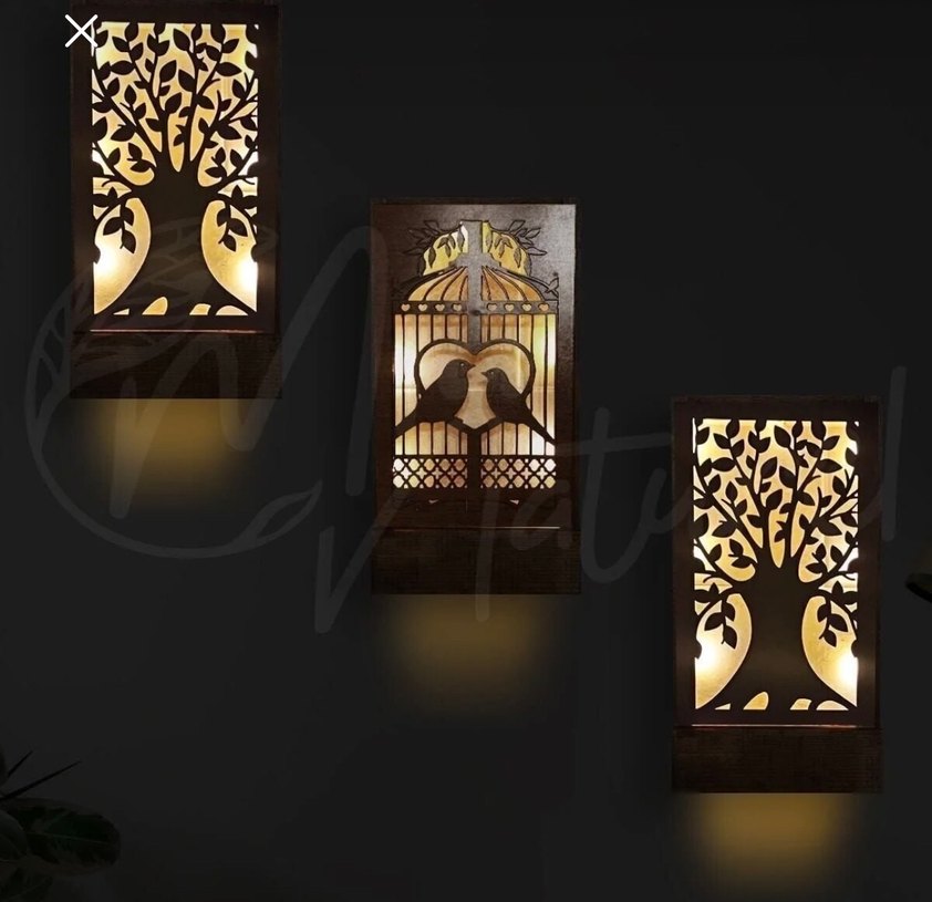 Bej Renkli Dekoratif Kuşlu tablo ledli - Görsel 2