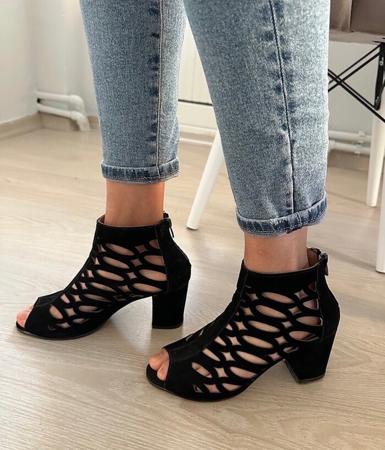 Siyah Kemerli Blok Topuklu Kadın Ayakkabı - Görsel 2