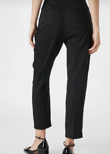 Siyah Midi Kumaş Kadın Pantolon - Görsel 2