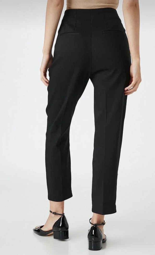 Siyah Midi Kumaş Kadın Pantolon - Görsel 2