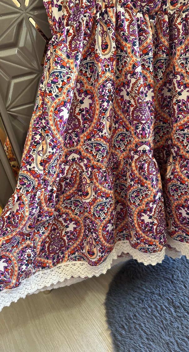 Bohem Çok Renkli Midi Elbise - Görsel 3