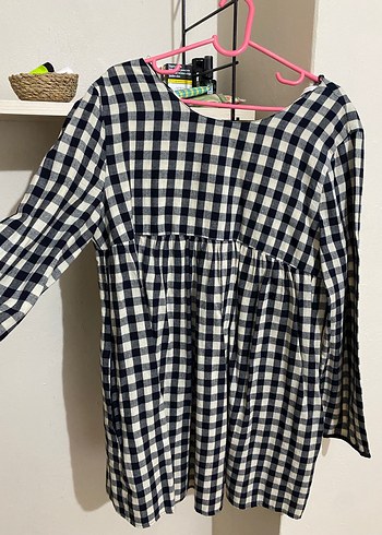 Ekoseli Pamuklu Hamile Bluzu, Uzun Kollu, Midi - Görsel 2