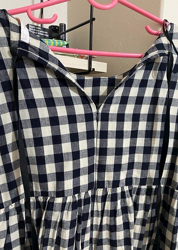 Ekoseli Pamuklu Hamile Bluzu, Uzun Kollu, Midi - Görsel 3