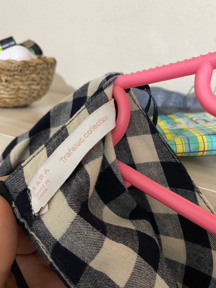 Ekoseli Pamuklu Hamile Bluzu, Uzun Kollu, Midi - Görsel 4